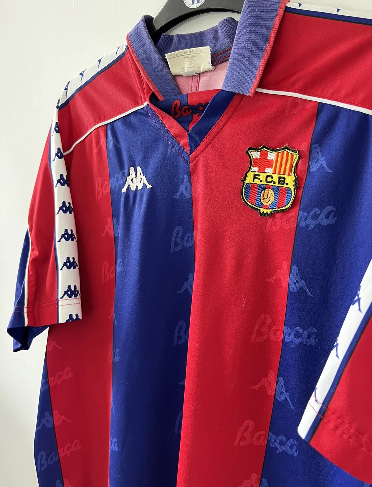 Maillot de foot vintage/retro authentique rouge et bleu Kappa FC Barcelone domicile 1992-1995