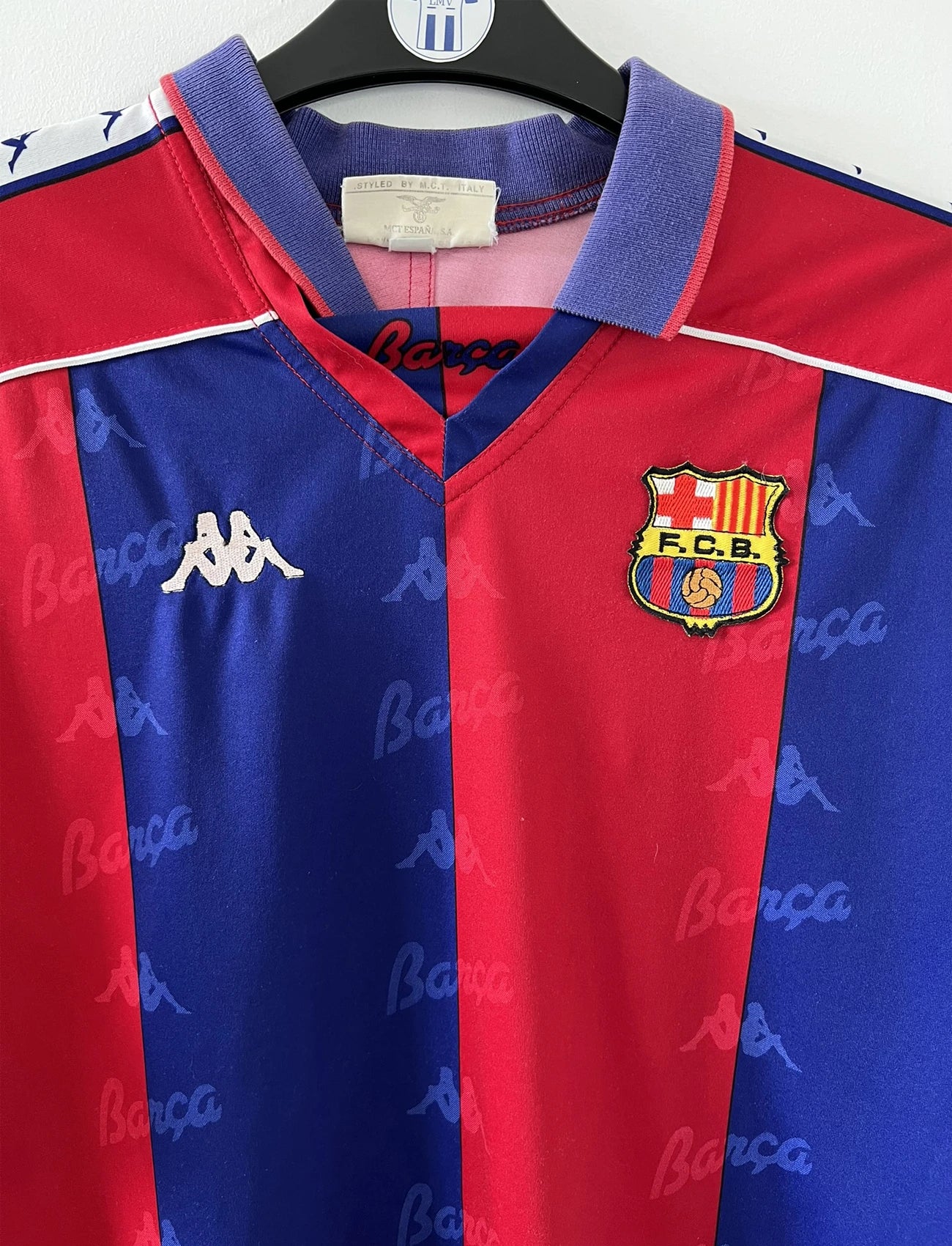 Maillot de foot vintage/retro authentique rouge et bleu Kappa FC Barcelone domicile 1992-1995