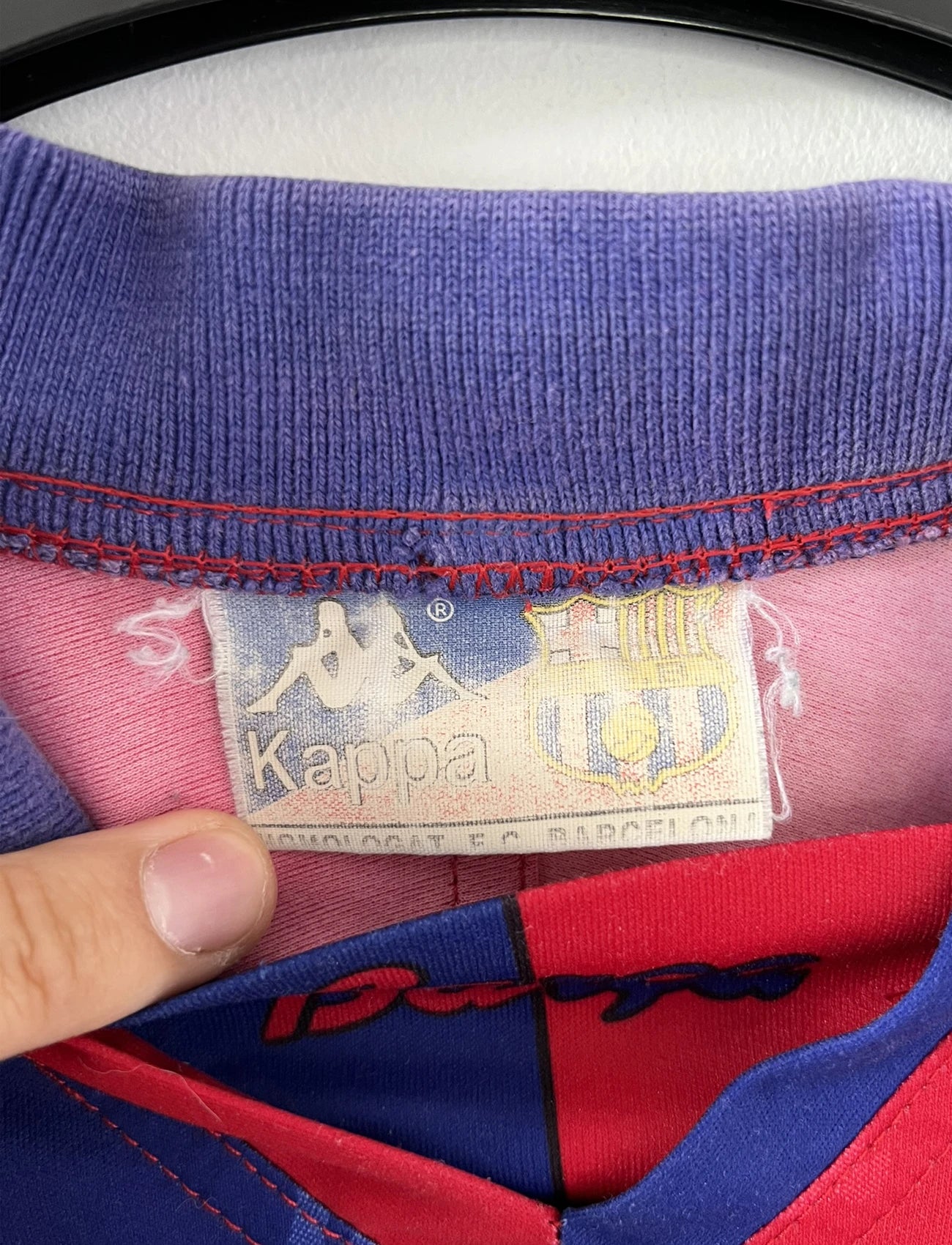 Maillot de foot vintage/retro authentique rouge et bleu Kappa FC Barcelone domicile 1992-1995