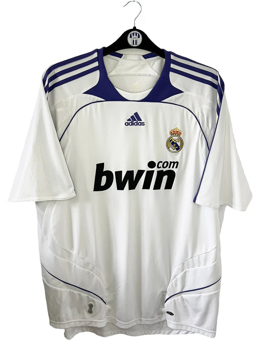Maillot de foot rétro/vintage authentique blanc adidas Real Madrid domicile 2007-2008 Sneijder flocage