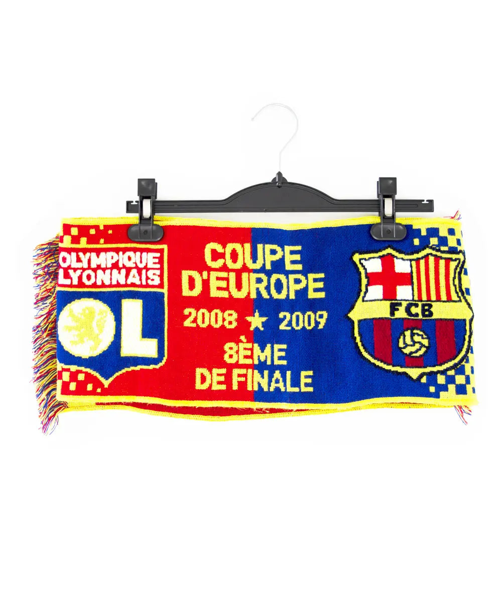 2008/2009 - Echarpe Olympique Lyonnais vs Barcelone (huitième de finale) - Le Maillot Vintage : Maillots de foot authentique retro et vintage
