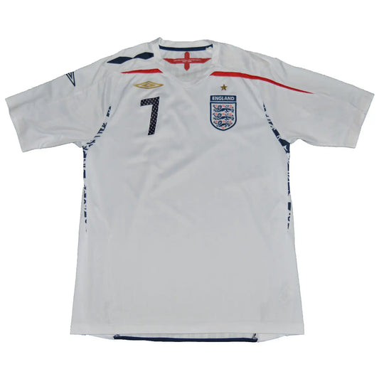 Maillot de foot rétro/vintage authentique blanc umbro Angleterre domicile 2008 2009 Beckham