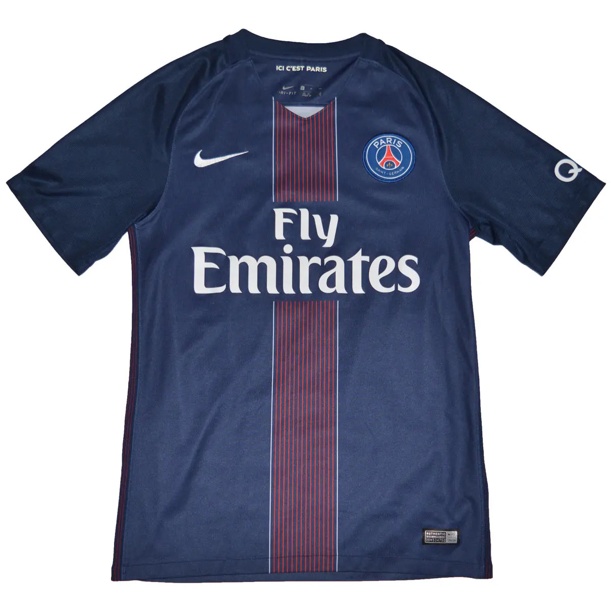 Maillot de foot rétro/vintage authentique bleu domicile Nike du PSG 2016-2017