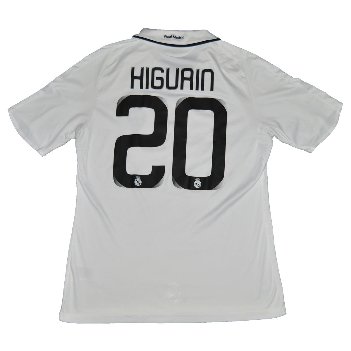 Maillot de foot rétro/vintage authentique blanc domicile adidas Real Madrid 2008-2009 Higuain flocage