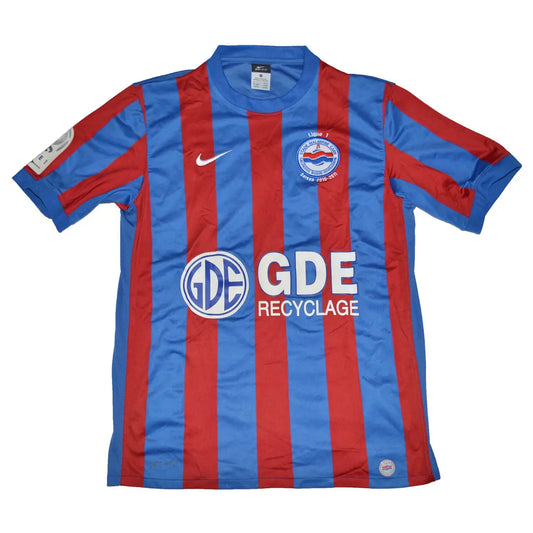 Maillot de foot rétro/vintage authentique bleu et rouge domicile nike SM Caen 2010-2011 Seube
