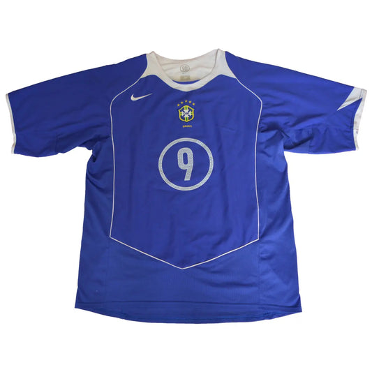 Maillot extérieur rétro/vintage authentique bleu du Brésil 2004-2006 Ronaldo