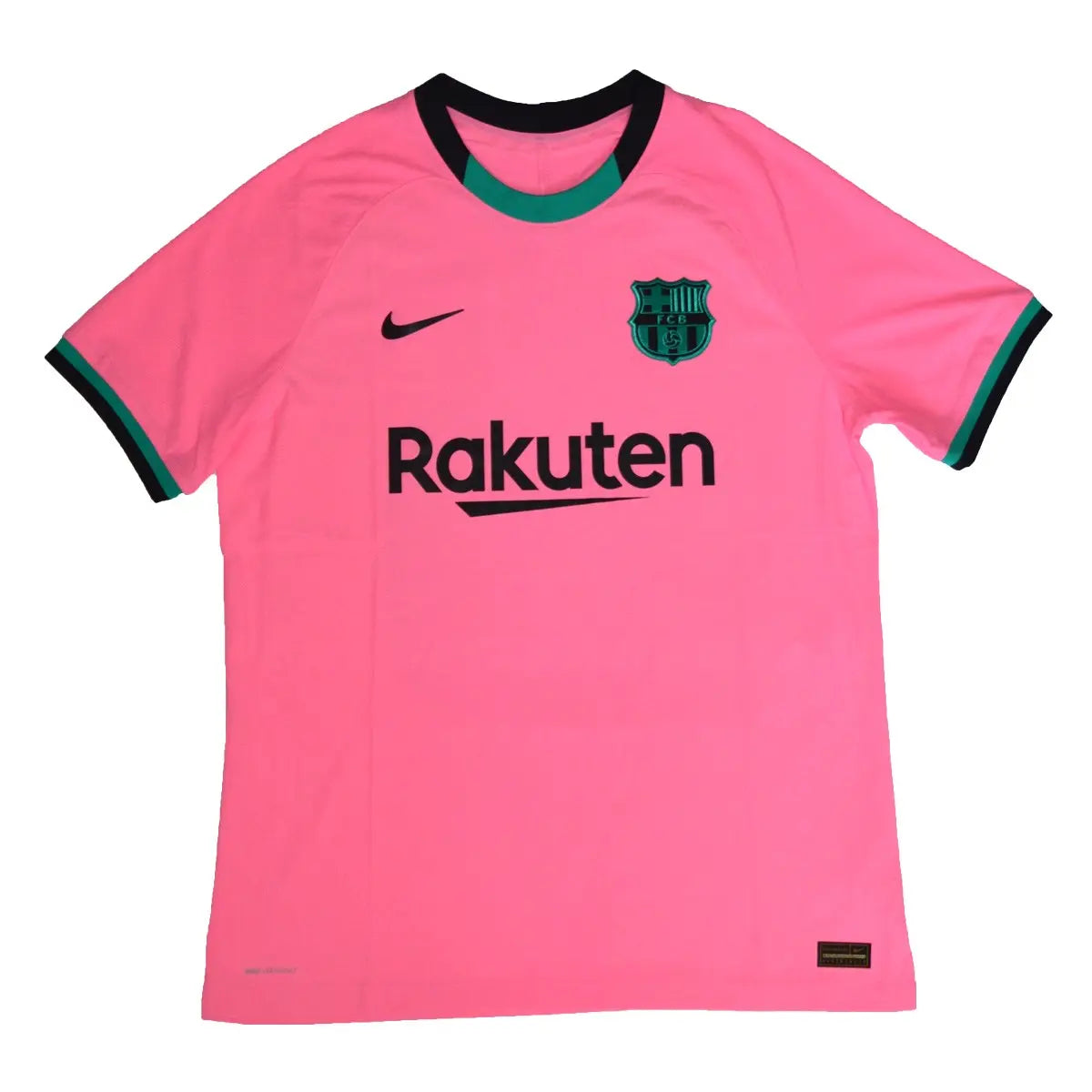 Maillot vapor retro/vintage authentique rose nike, du fc barcelone de la saison 2020-2021 floqué messi avec le sponsor rakuten