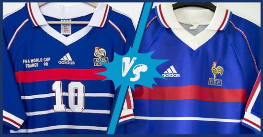 Cette image décrit les différence pour distinguer les vrais des faux maillots 