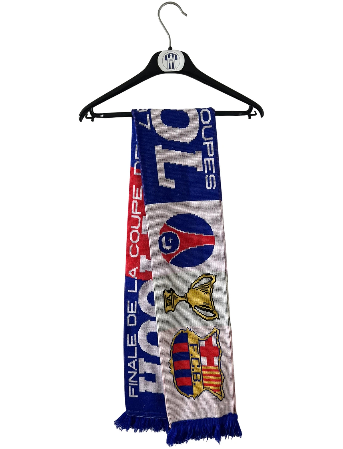 Echarpe de foot vintage du PSG éditée pour la finale de la Coupe des Coupes de 1997.