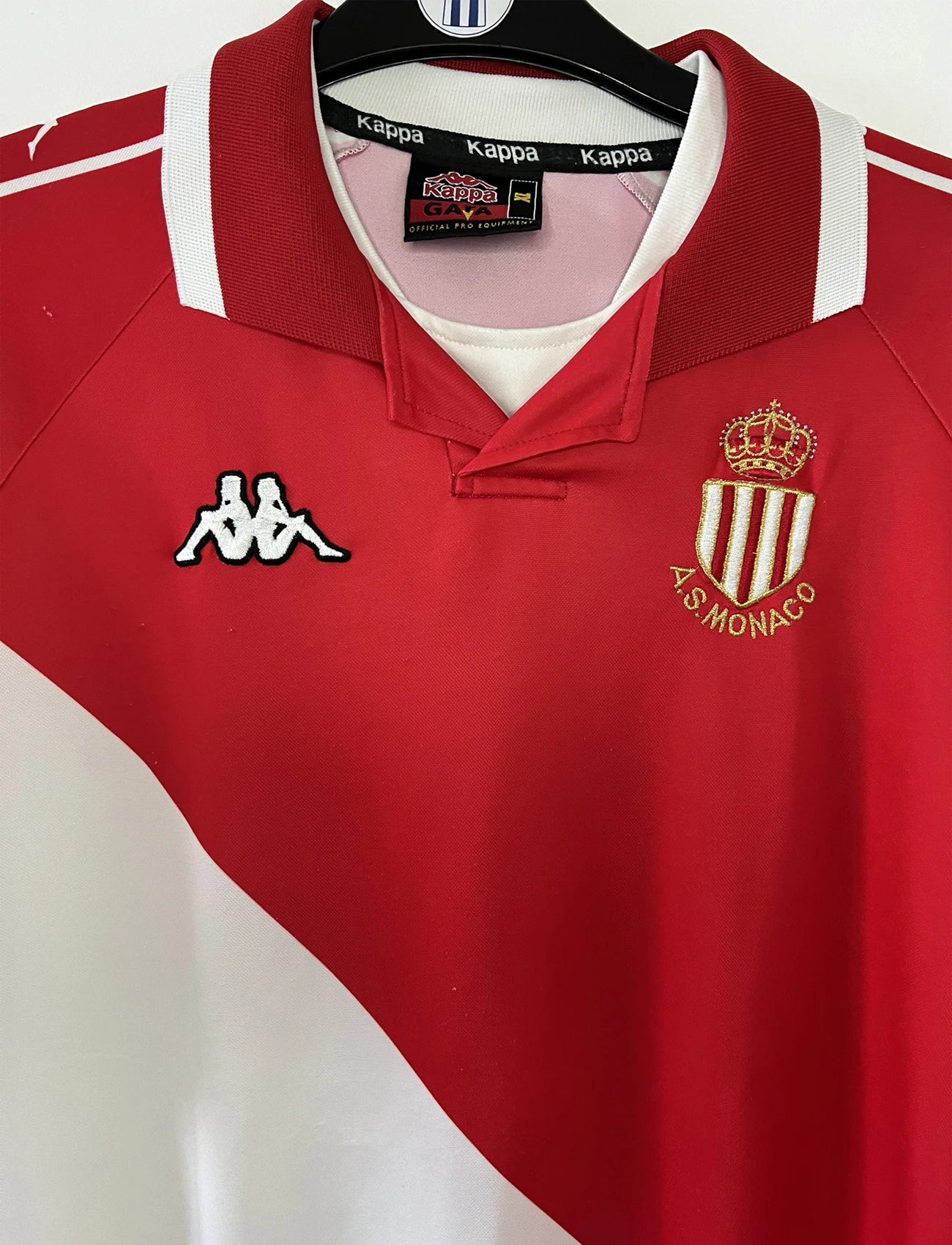 Maillot de foot rétro/vintage authentique rouge et blanc Kappa AS Monaco domicile 2000-2001