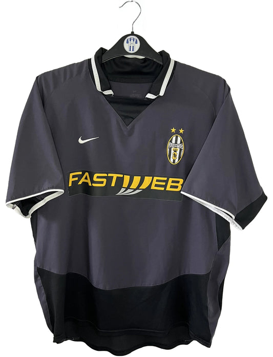 Maillot retro/vintage authentique third de la juventus 2003-2004, gris avec le sponsor fastweb et l'équipementier nike
