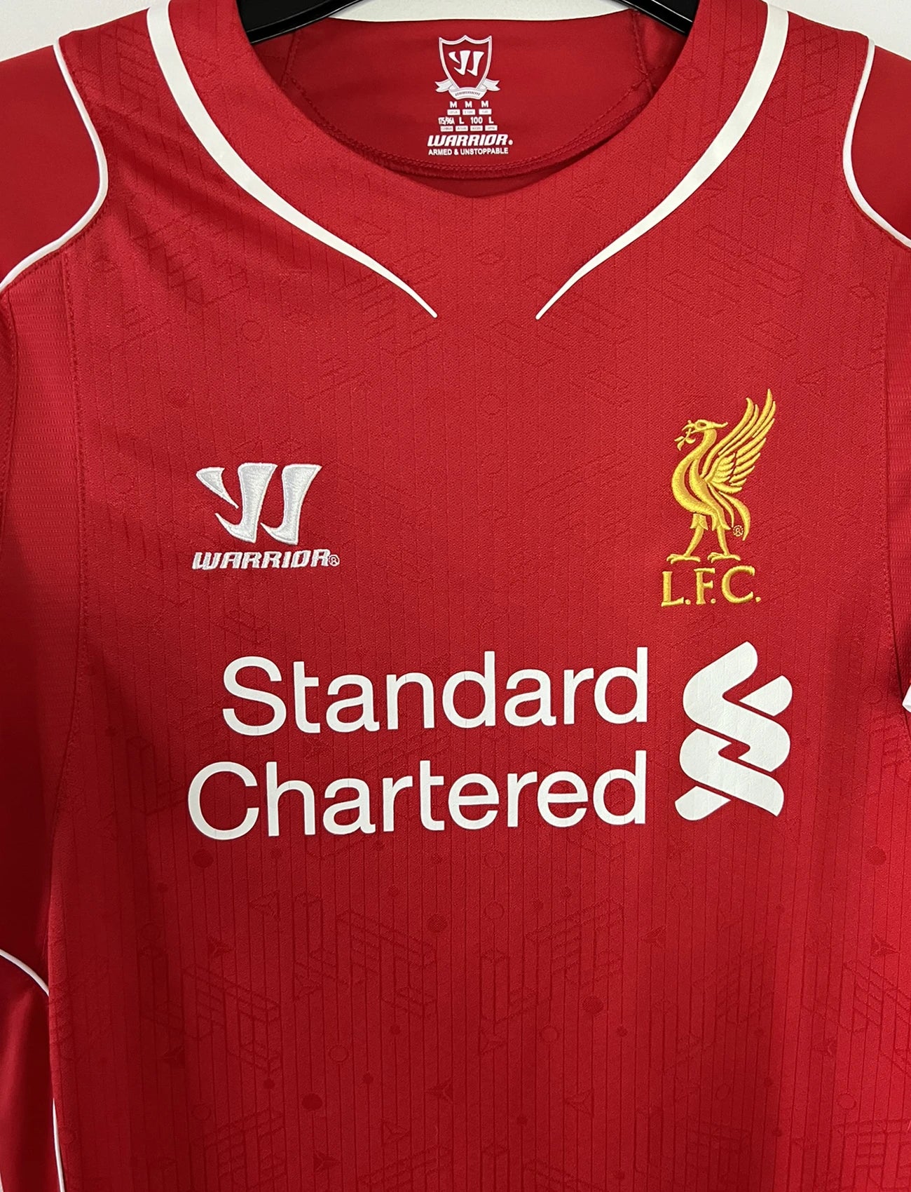Maillot de foot rétro/vintage authentique rouge warrior Liverpool domicile 2014-2015 Balotelli flocage