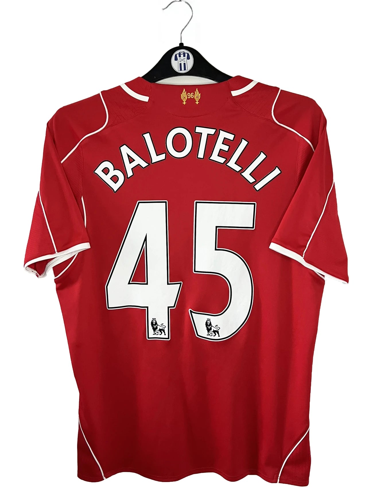 Maillot de foot rétro/vintage authentique rouge warrior Liverpool domicile 2014-2015 Balotelli flocage