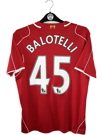 Maillot de foot rétro/vintage authentique rouge warrior Liverpool domicile 2014-2015 Balotelli flocage