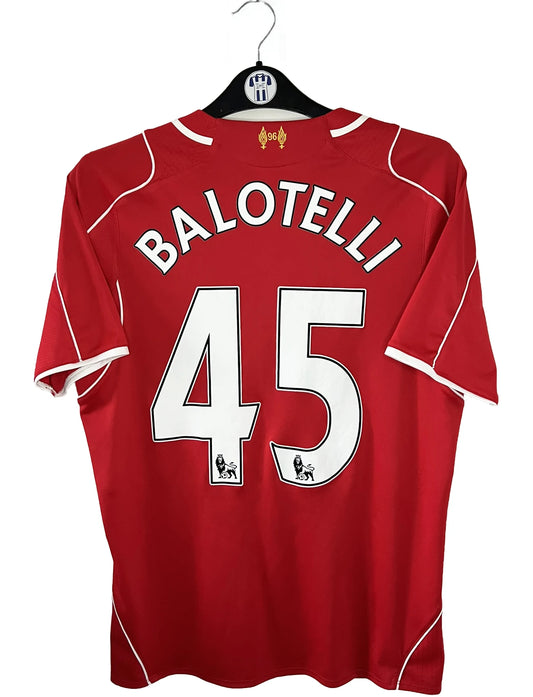 Maillot de foot rétro/vintage authentique rouge warrior Liverpool domicile 2014-2015 Balotelli flocage