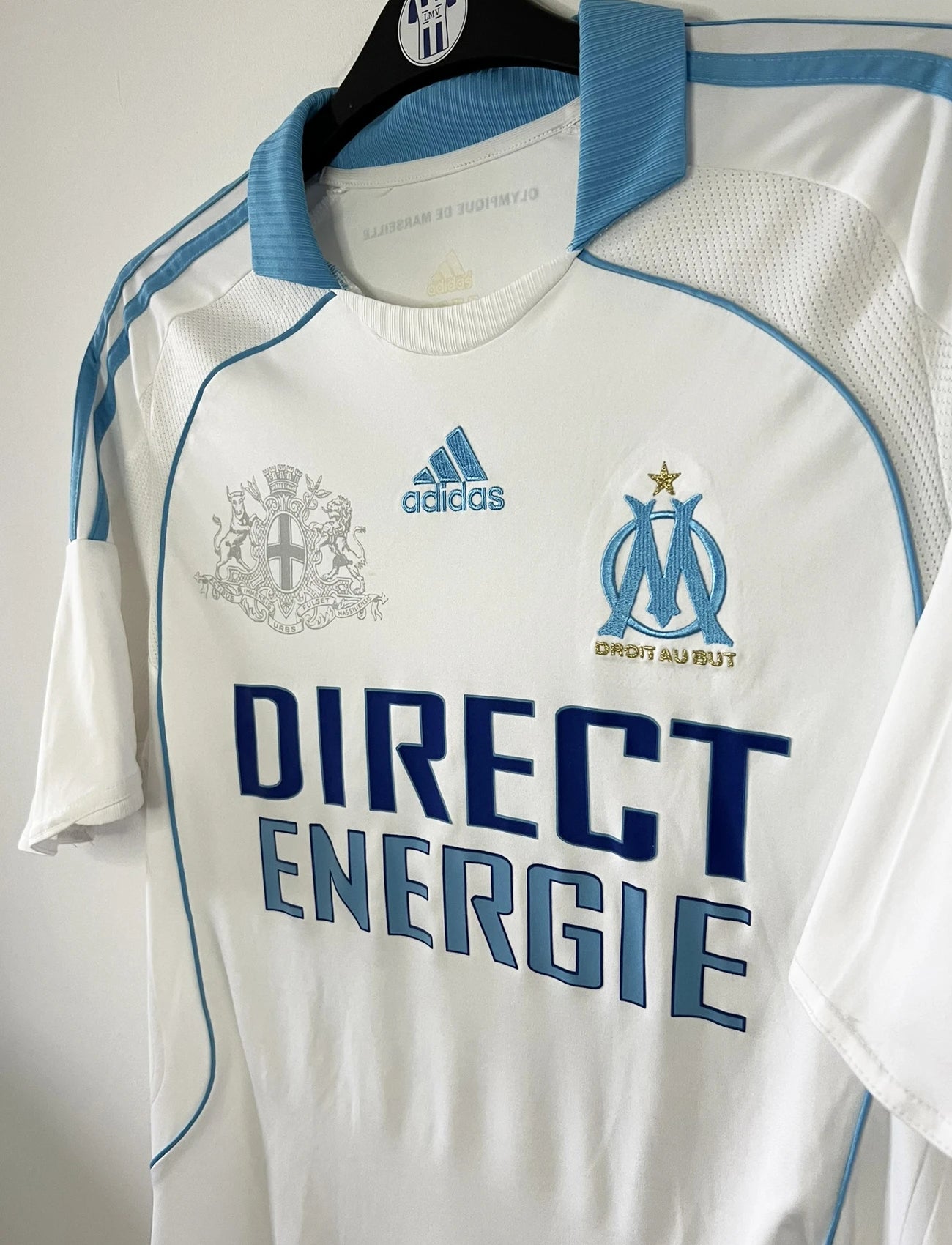 Maillot de foot rétro/vintage authentique blanc domicile adidas OM 2008-2009 Valbuena flocage