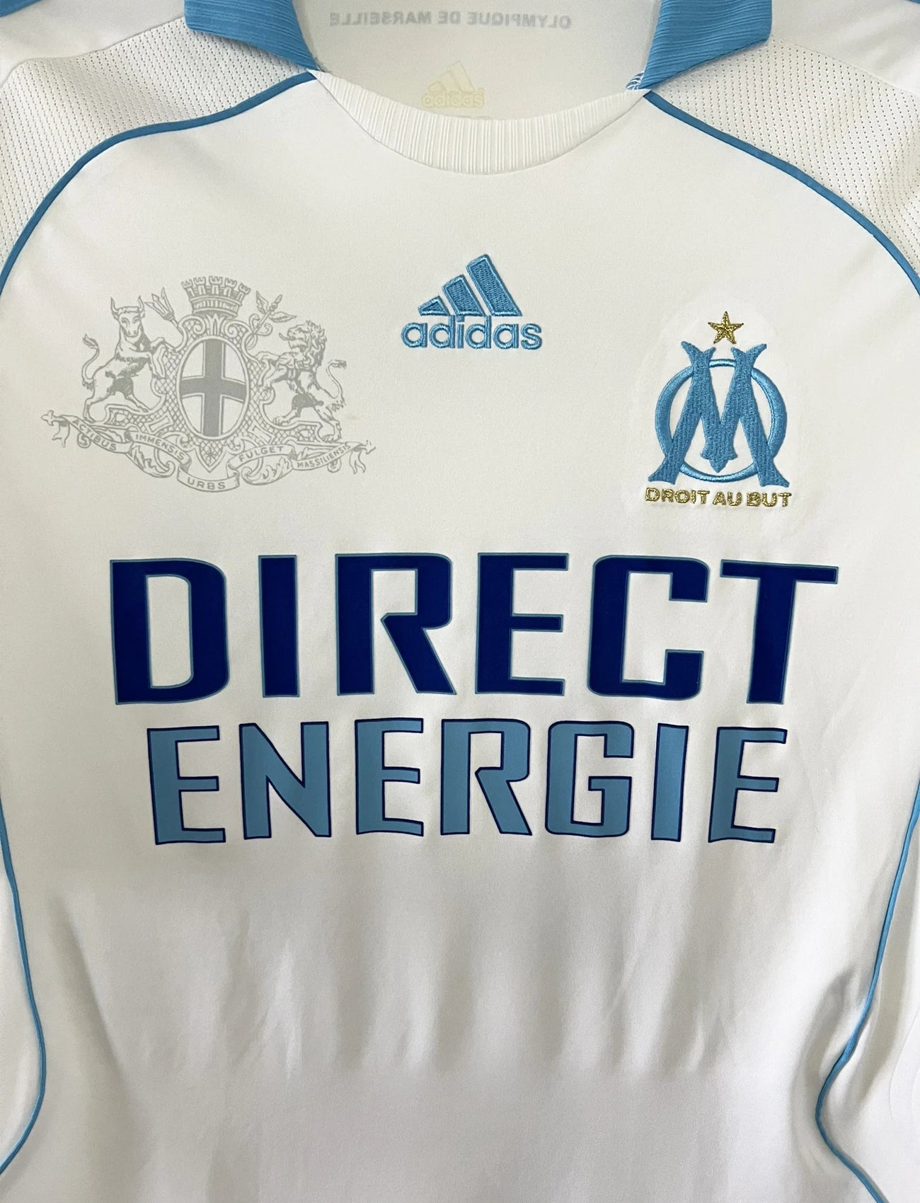 Maillot de foot rétro/vintage authentique blanc domicile adidas OM 2008-2009 Valbuena flocage