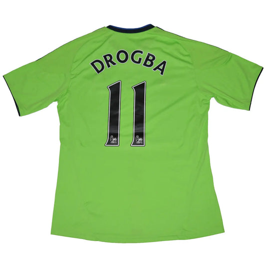 Maillot de foot rétro/vintage authentique vert extérieur adidas Chelsea 2010-2011 Drogba flocage