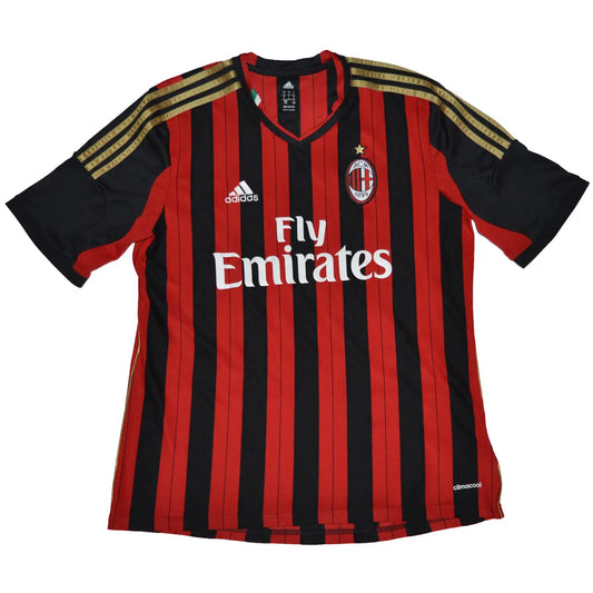 Maillot de foot rétro/vintage authentique rouge et noir adidas de l'AC Milan 2013-2014