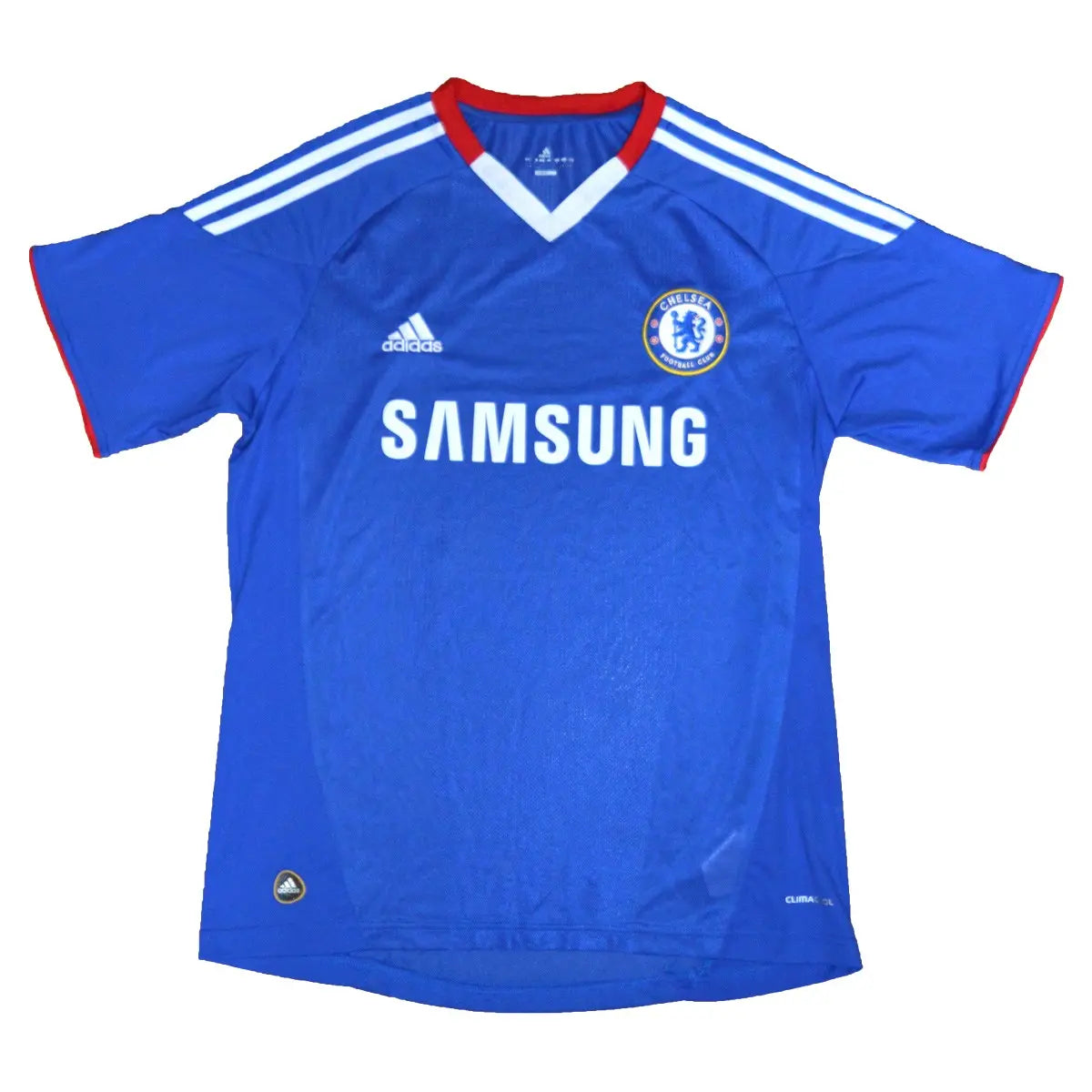 Maillot retro/vintage authentique domicile Chelsea, bleu adidas avec le sponsor samsung. maillot porté lors de la saison 2010-2011