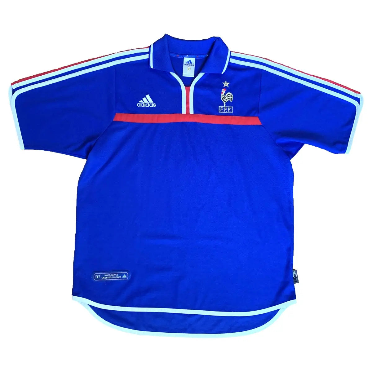 maillot de football retro/vintage domicile equipe de france adidas 2000 bleu