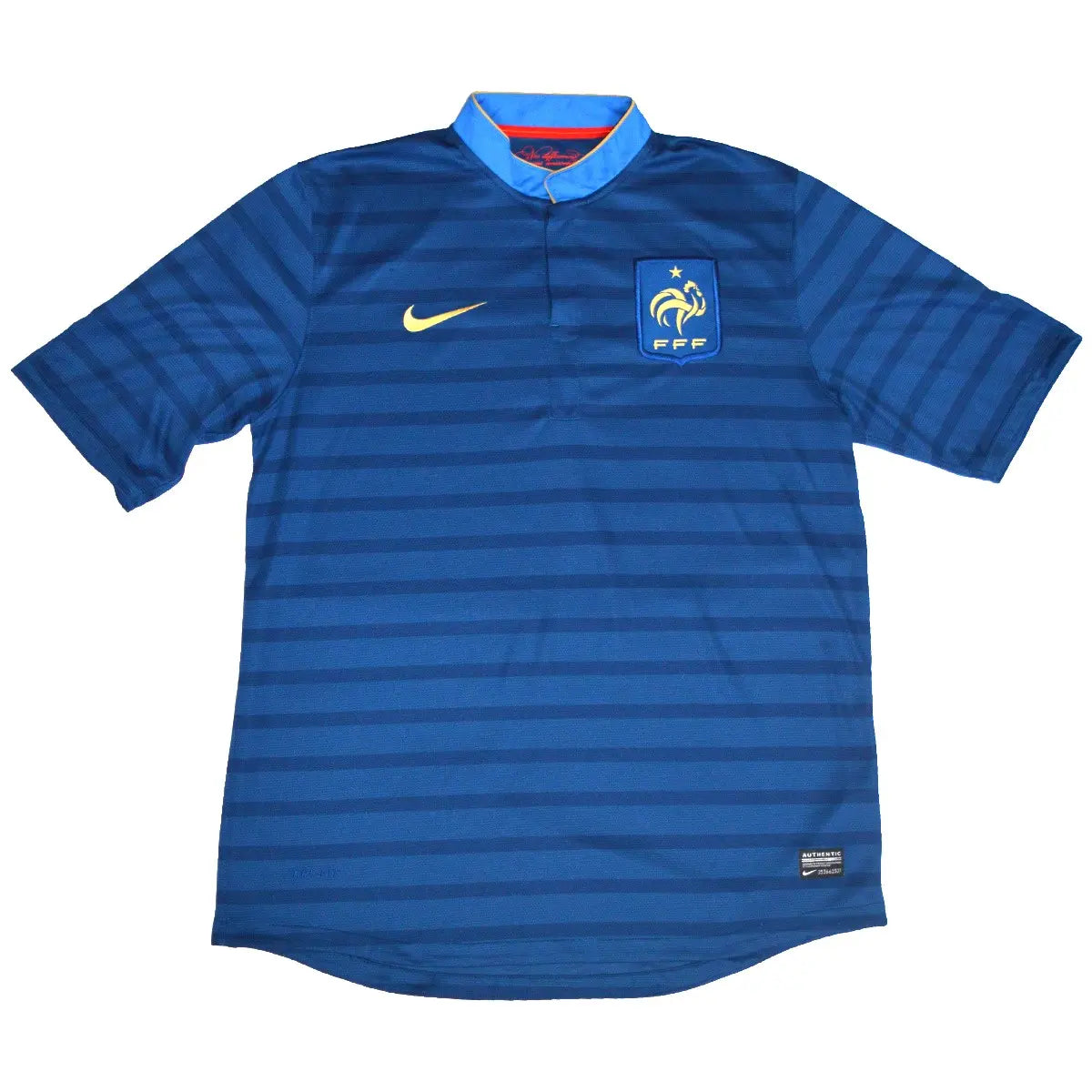 Maillot retro/vintage authentique domicile équipe de france 2012 bleu à rayure avec l'équipementier nike