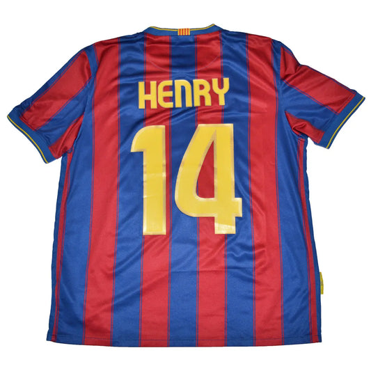 Maillot de foot rétro/vintage authentique rouge et bleu FC Barcelone domicile 2009-2010 Thierry Henry flocage