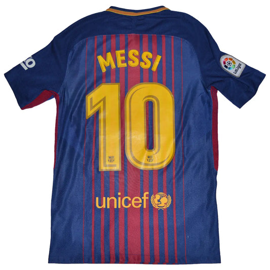 Maillot de foot rétro/vintage authentique rouge et bleu domicile Nike du Barca 2017-2018 messi flocage