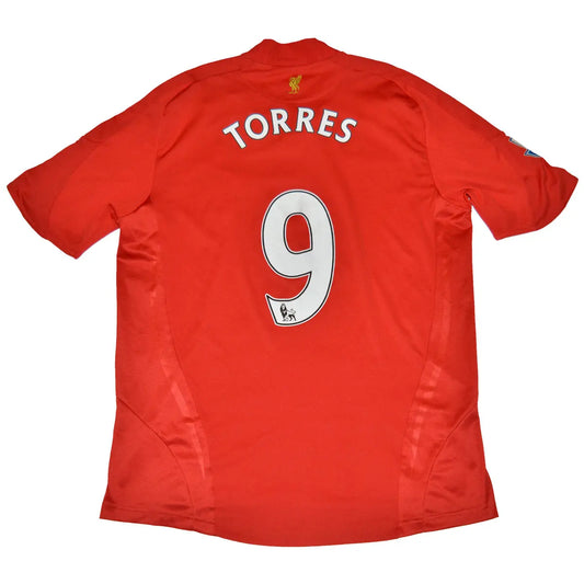 Maillot de foot rétro/vintage authentique rouge domicile adidas Liverpool 2008-2009 Torres flocage