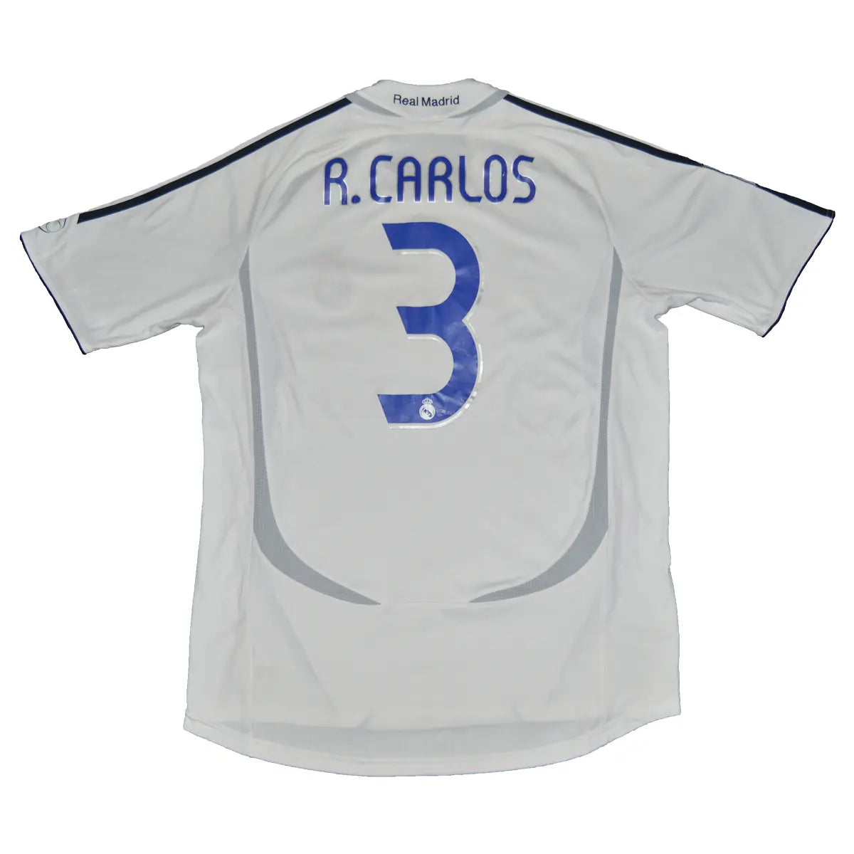 Maillot de foot rétro/vintage authentique blanc adidas Real Madrid domicile 2006-2007 Roberto Carlos flocage
