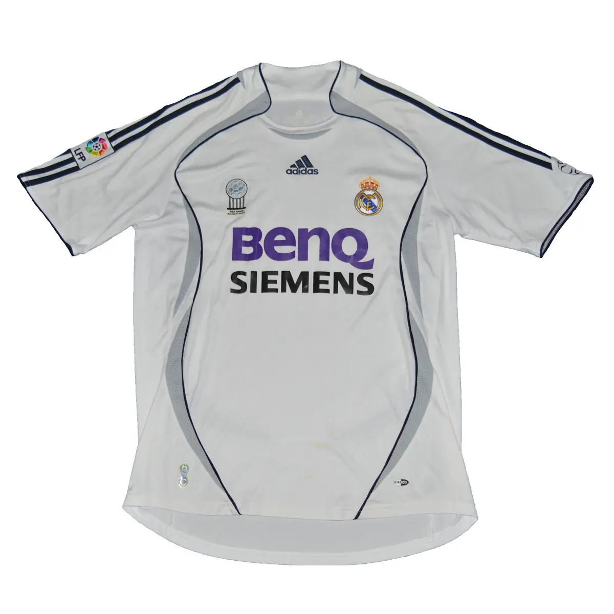Maillot de foot rétro/vintage authentique blanc adidas Real Madrid domicile 2006-2007 Roberto Carlos