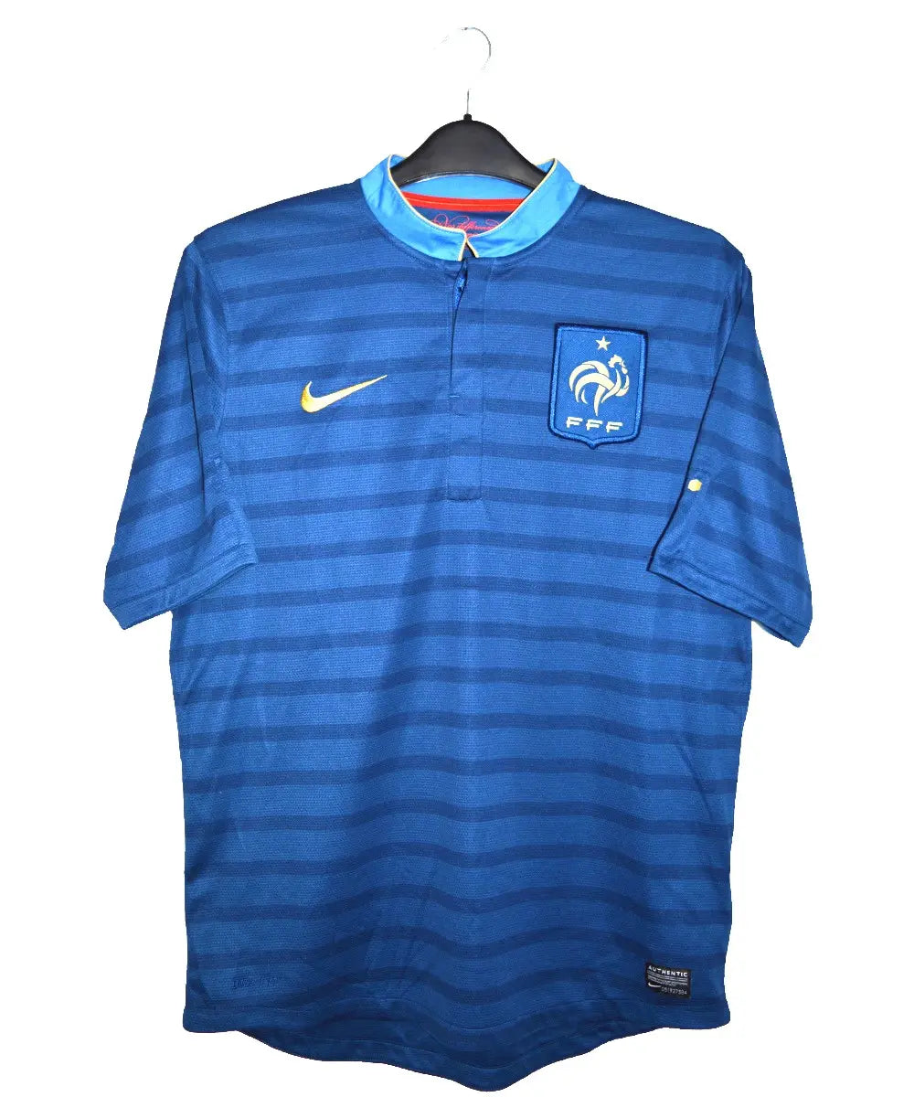 Maillot retro/vintage authentique domicile équipe de france 2012 bleu à rayure avec l'équipementier nike