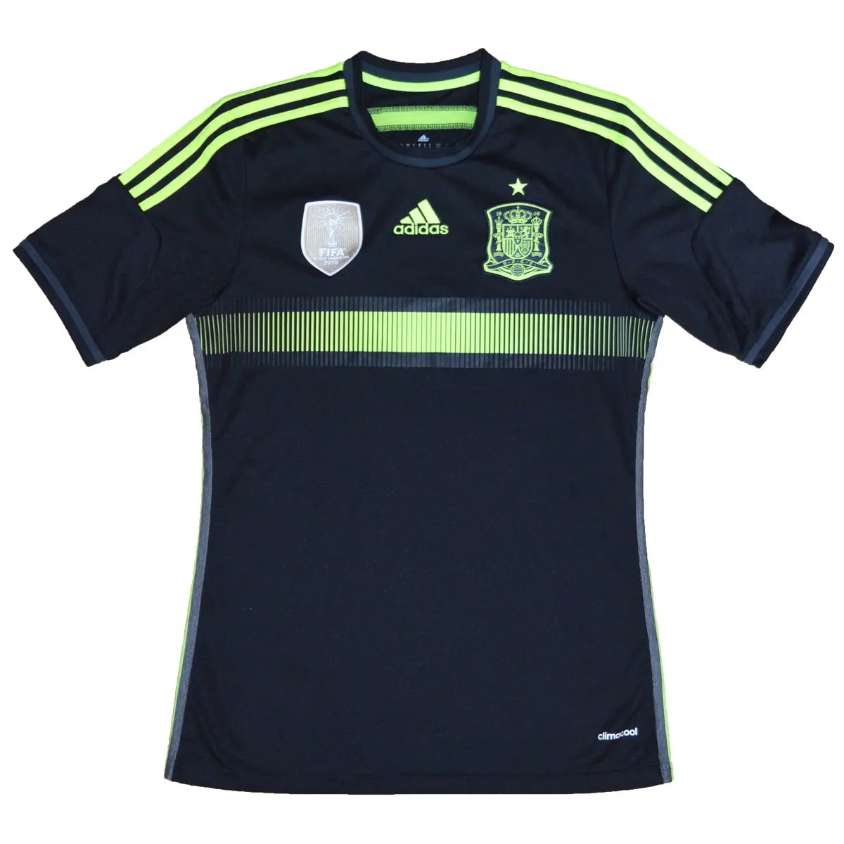 maillot extérieur retro/vintage authentique espagne, noir et jaune, utilisé lors de la coupe du monde 2014
