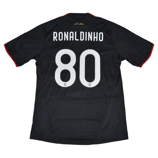 Maillot de foot rétro/vintage authentique noir extérieur adidas AC Milan 2009-2010 Ronaldinho flocage