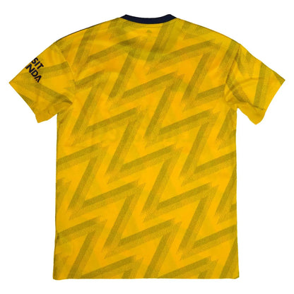 Maillot de foot retro/vintage authentique extérieur de dos jaune d'arsenal édité lors de la saison 2019-2020. Maillot que l'on retrouve avec l'équipementier adidas et le sposnor fly emirates