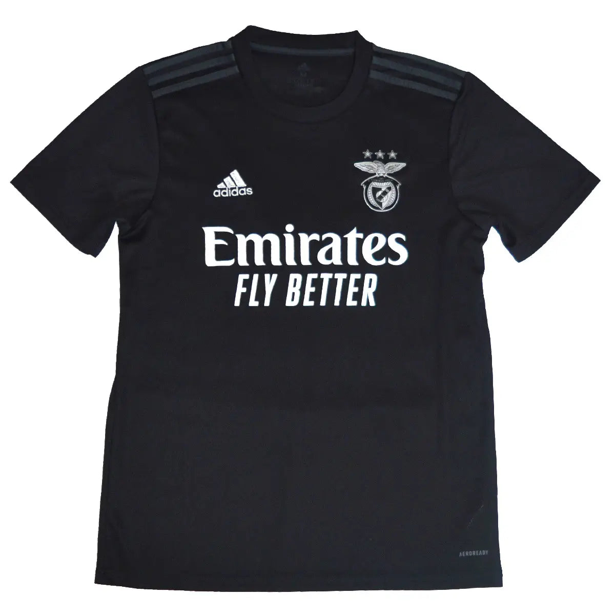 Maillot retro/vintage authentique extérieur noir du benfica 2020-2021 avec l'équipementier adidas et le sponsor emirates fly better
