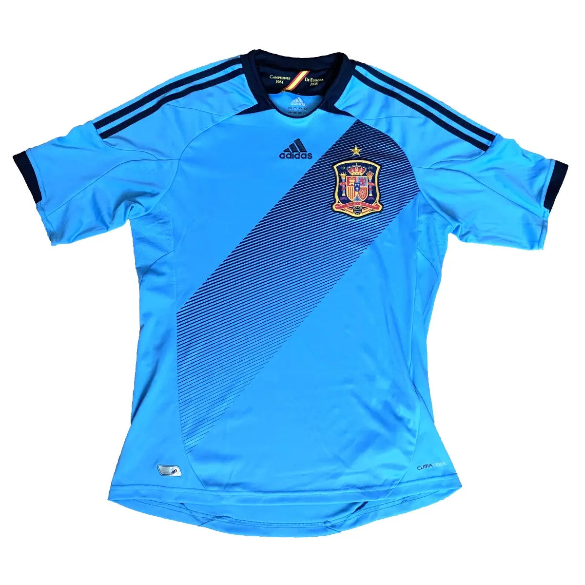 Maillot de foot rétro/vintage authentique bleu et noir extérieur adidas Espagne 2012