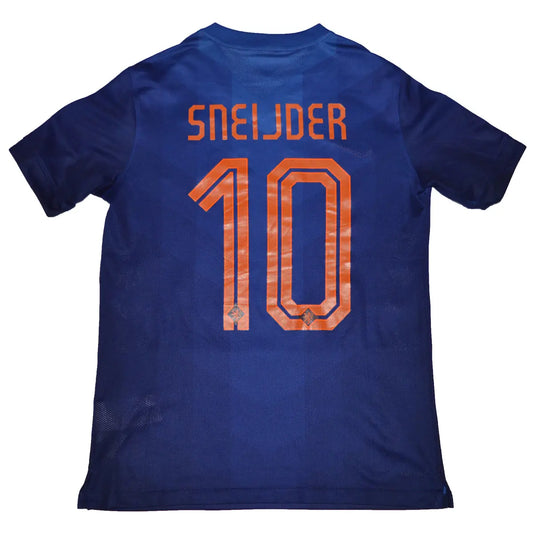 Maillot de foot rétro/vintage authentique bleu et orange Nike des Pays-Bas extérieur 2014 Sneijder flocage