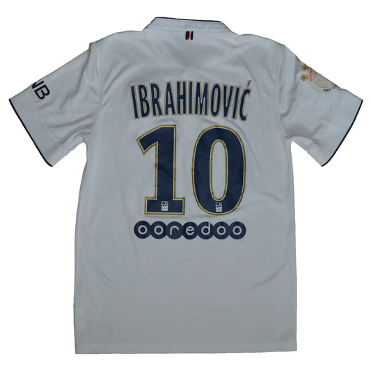 Maillot retro/vintage authentique extérieur PSG blanc, floqué Ibrahimovic 2014-2015