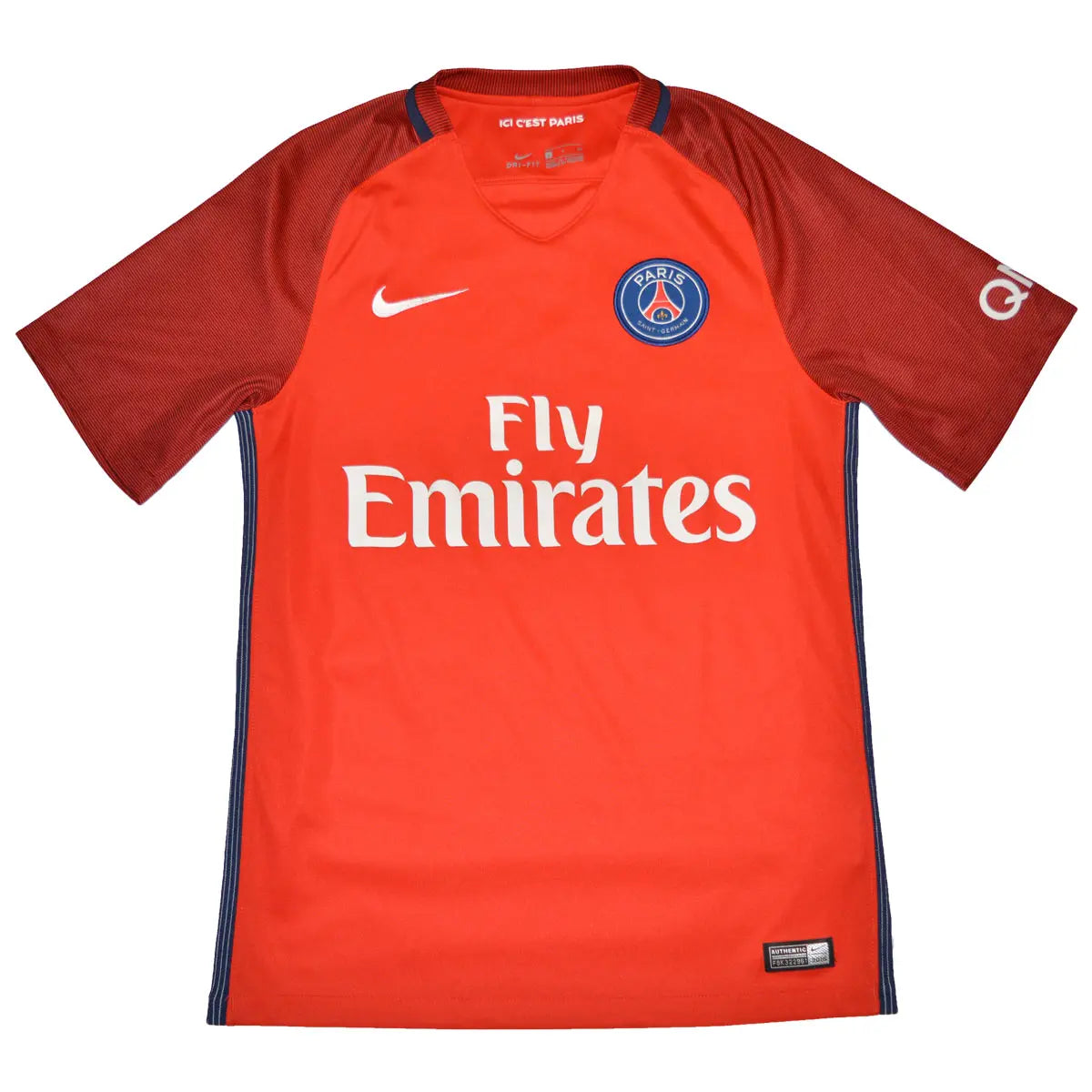 Maillot de foot rétro/vintage authentique rouge extérieur Nike du PSG 2016-2017