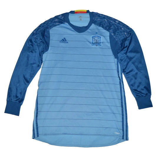 Maillot de foot rétro/vintage authentique gardien bleu adidas de l'espagne 2016-2017