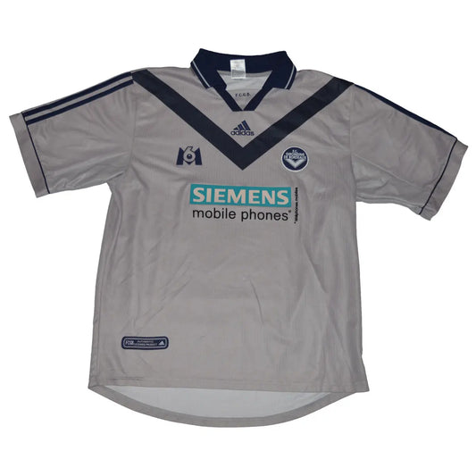 Maillot de foot rétro/vintage authentique gris et bleu extérieur adidas Girondins de Bordeaux 2000-2001