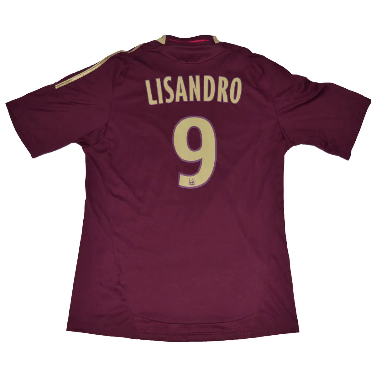 Maillot de foot rétro/vintage authentique violet et jaune extérieur adidas OL 2010-2011 Lisandro flocage