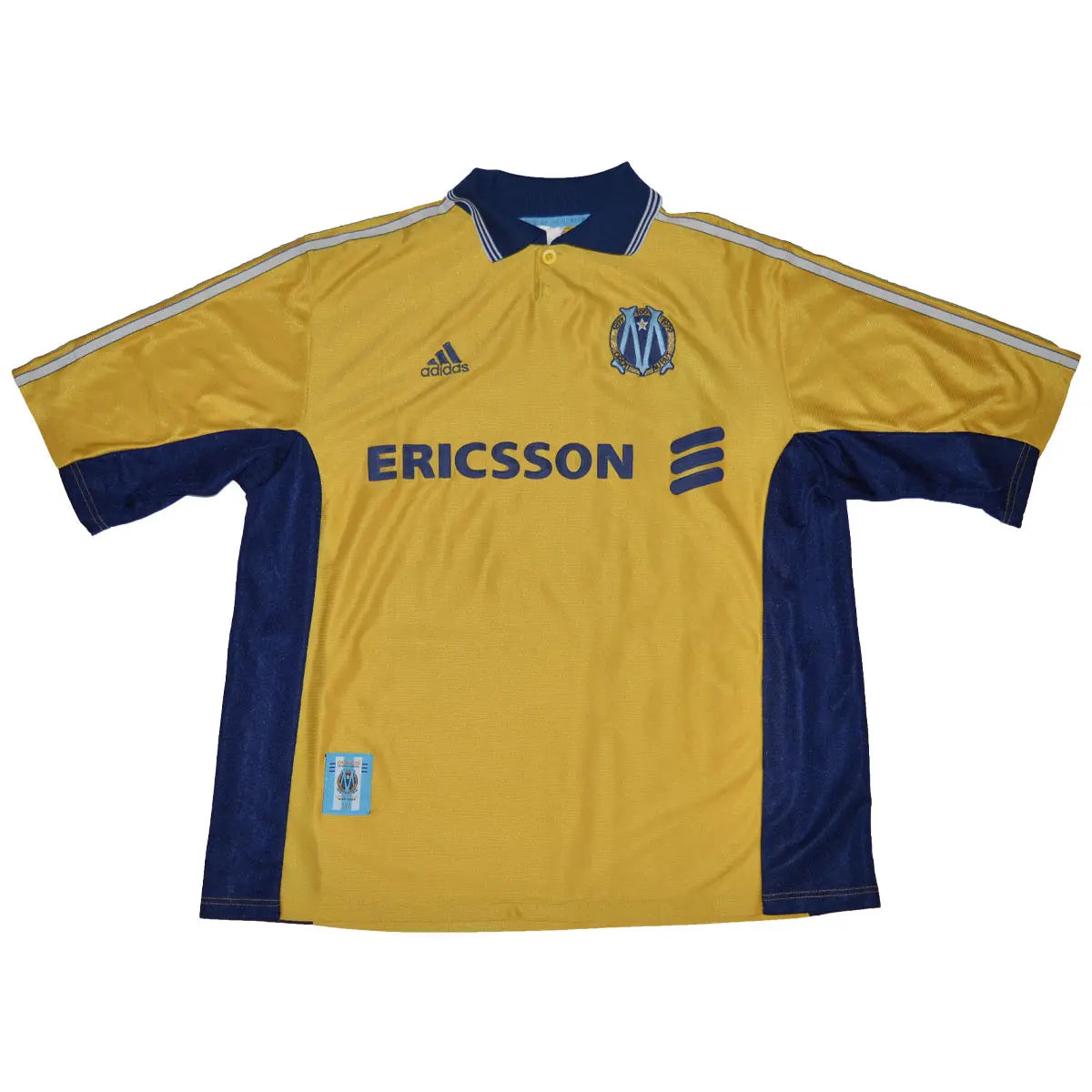 Maillot de foot rétro/vintage authentique jaune et bleu adidas Olympique de Marseille troisième maillot centenaire 1998-1999