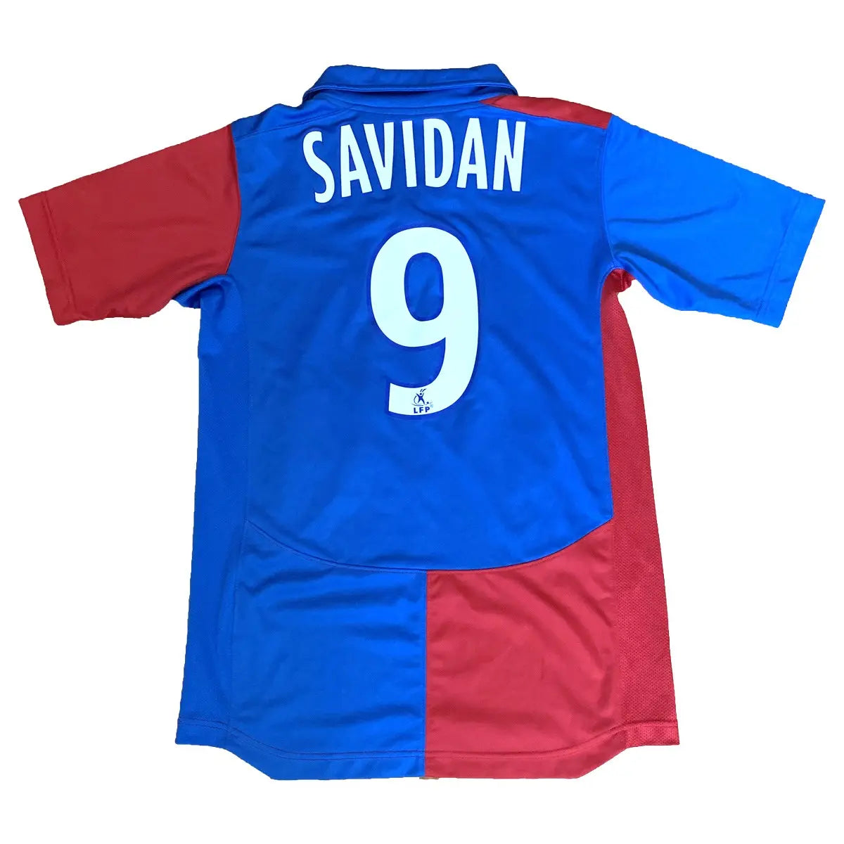 Maillot de foot rétro/vintage authentique rouge et bleu domicile nike SM Caen 2008-2009 savidan